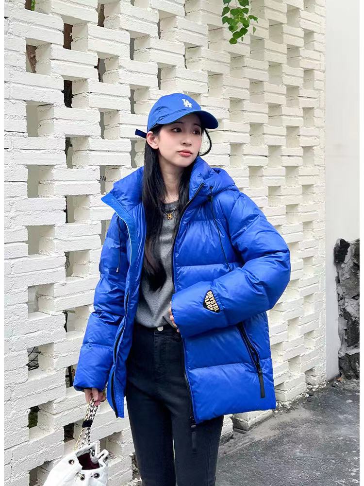 2023新款高奢白鸭绒羽绒服男女同款连帽冬季加厚抗寒保暖蓝色外套