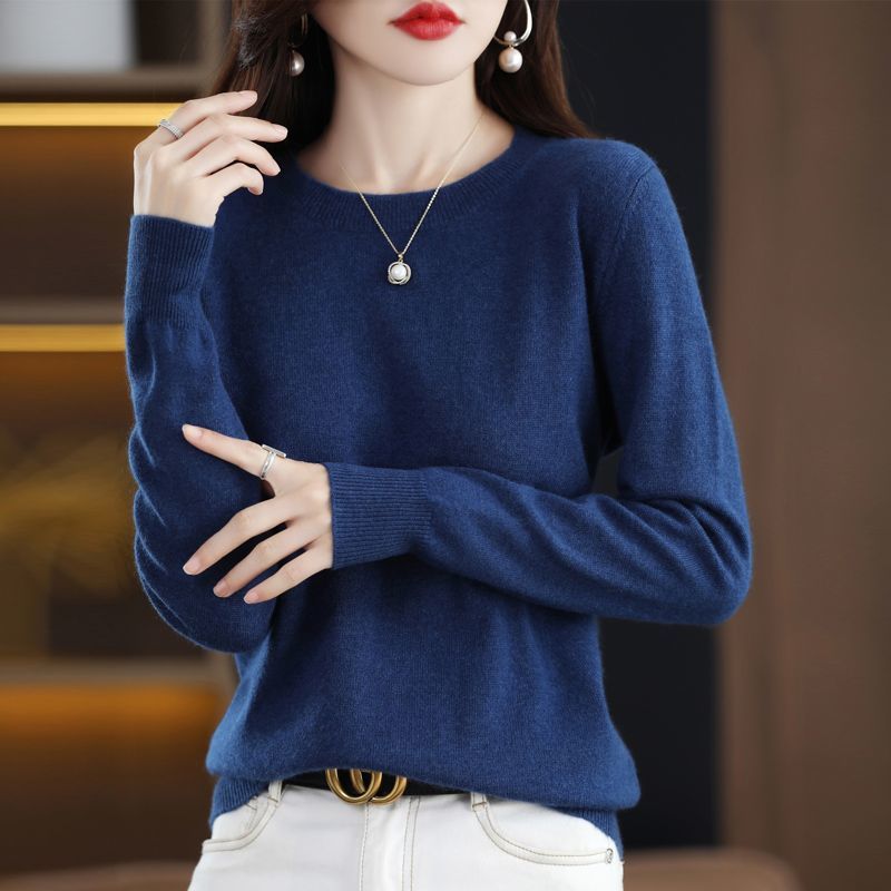 【工厂直销】2023秋冬新款毛衫女针织打底衫圆领套头毛衣百搭线衣女