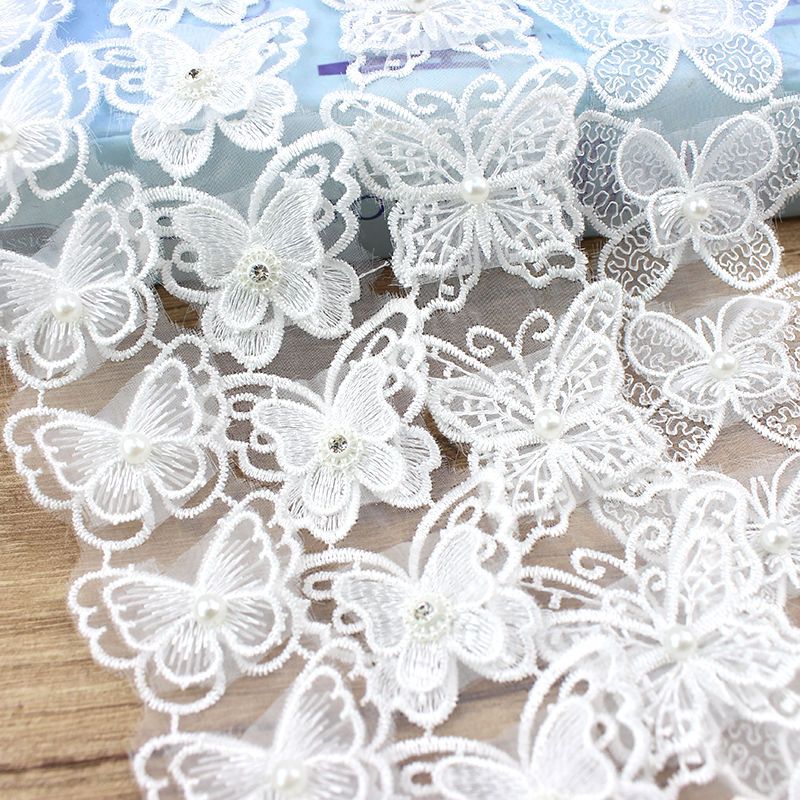 【立体蝴蝶】花朵裙子婚纱刺绣蕾丝纱钉珠diy装饰布艺花边辅料.