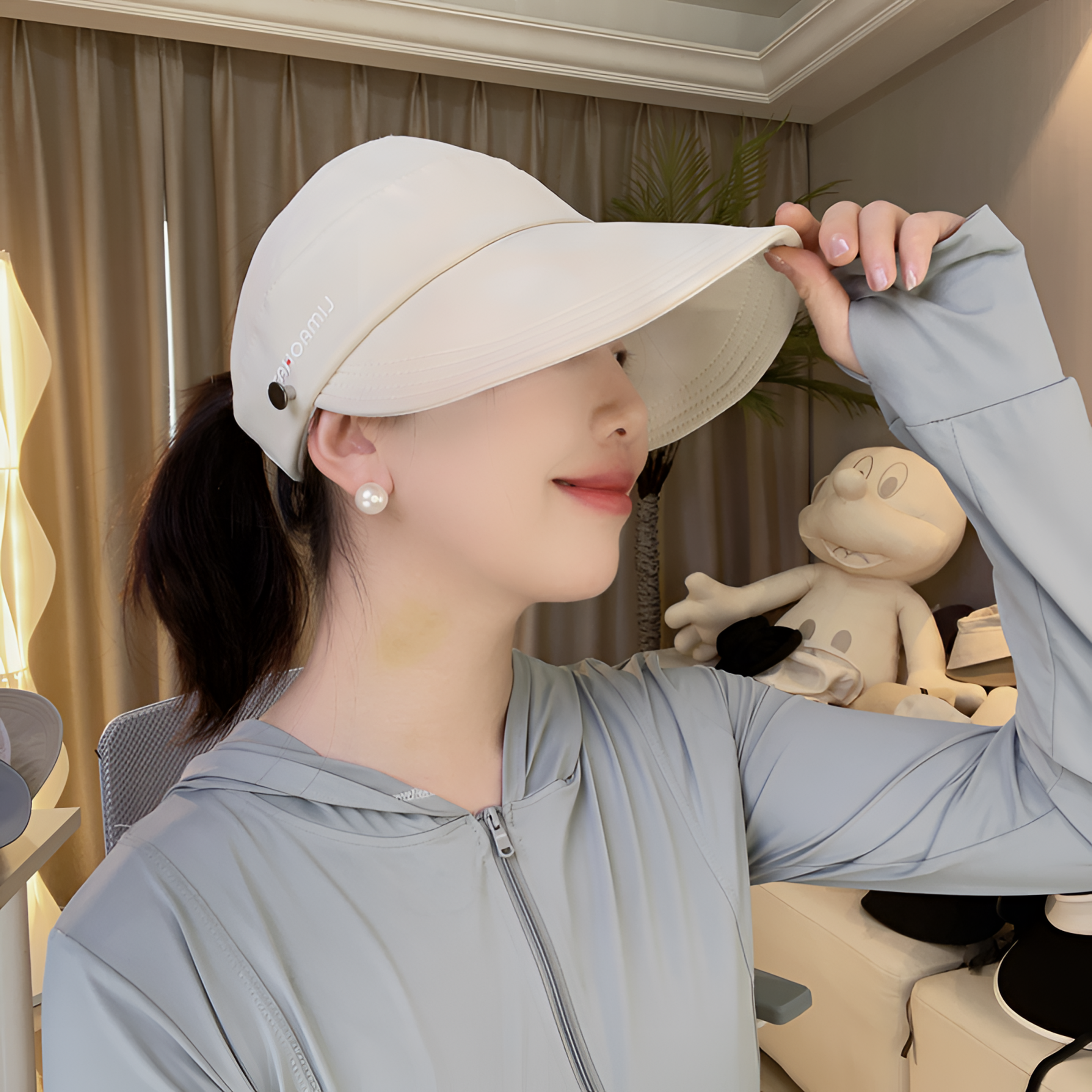 夏季骑车刮不掉防晒帽遮脸防紫外线太阳帽女款渔夫帽大帽檐遮阳帽