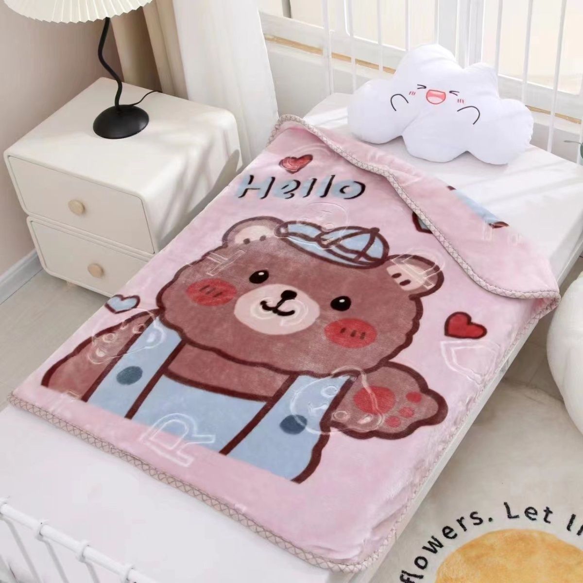 【饼干熊】1米*1.15米云毯沙发垫午睡毯多用途幼儿园新生儿云毯加厚