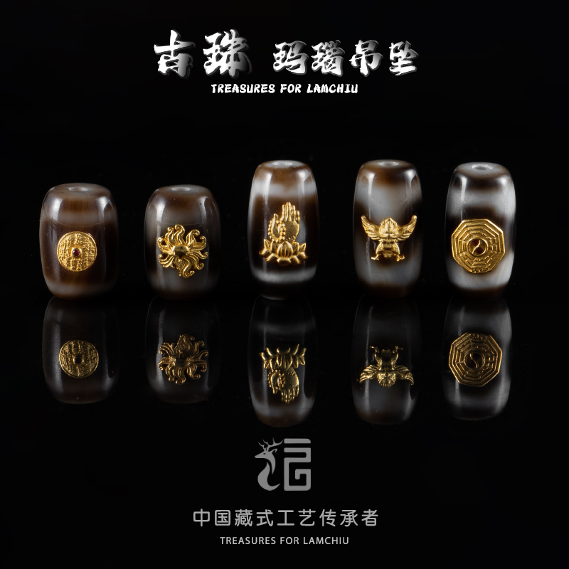 钨合金吊坠 台湾工艺珠925镶嵌虎牙两眼三眼藏式运珠至纯吊坠项链