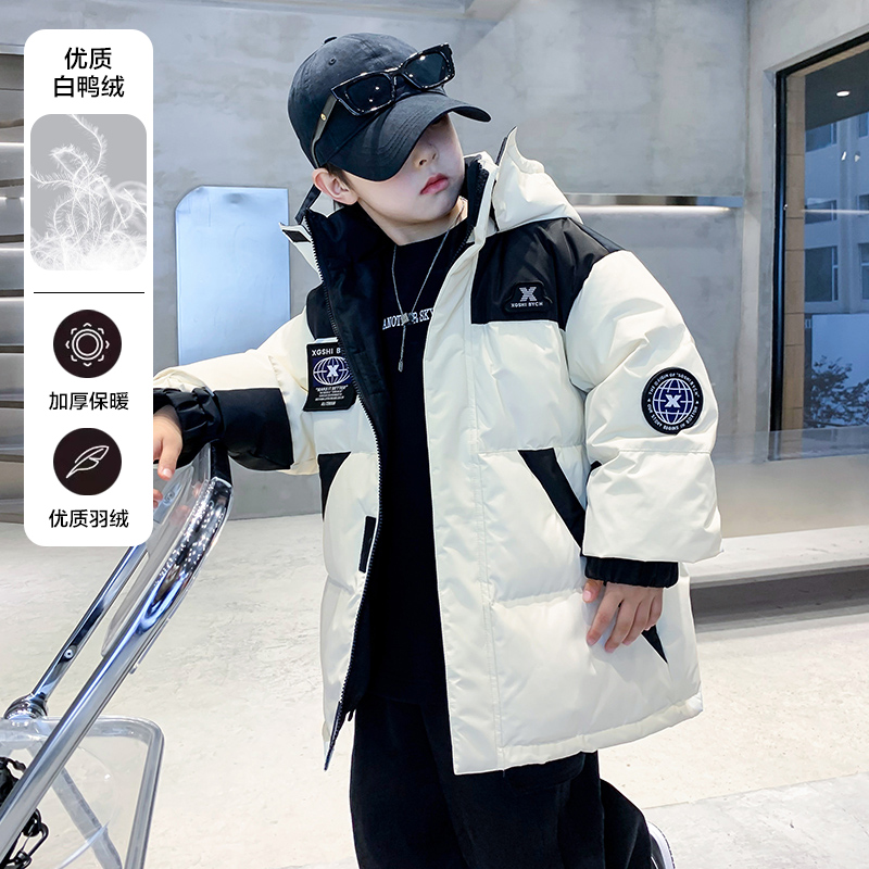 龙年新款痞帅男童羽绒服冬季2023新款中大儿童冬款加厚外套保暖