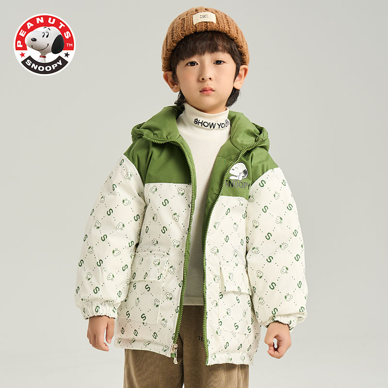 SNOOPY/史努比大童羽绒服时尚连帽轻薄加厚印花秋冬冬季休闲小孩