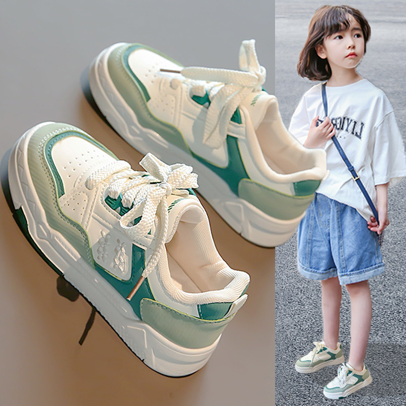 女童aj1小白鞋春秋板鞋2023新款皮面儿童运动鞋子潮百搭大童女鞋