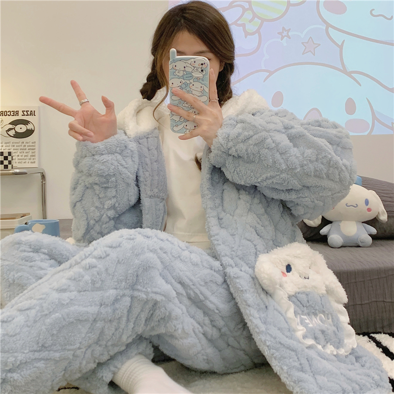 夹棉月子服冬季孕妇睡衣秋冬款产妇哺乳冬天加绒加厚家居服三件套