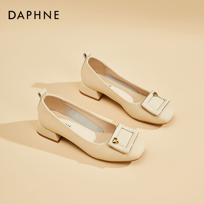 达芙妮女鞋高跟平底秋季玛丽珍温柔高跟鞋小个子法式百搭方头甜美