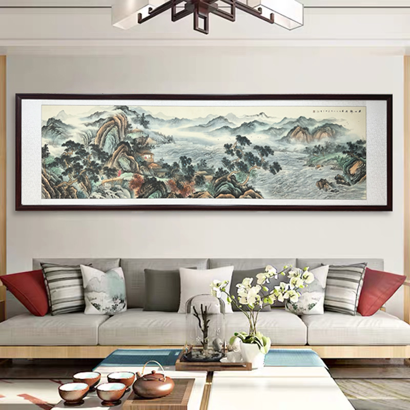 唐斌国画作品溪山观潮图名家手绘48平尺字画装饰画新中式装裱书画