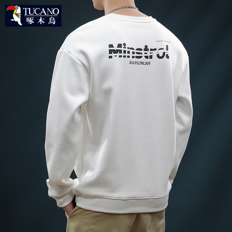 啄木鸟2023春秋季圆领卫衣男士宽松潮牌休闲套头潮流百搭长袖上衣
