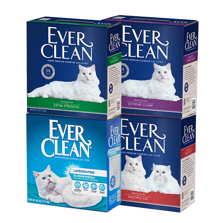 铂钻猫砂EverClean 膨润土无尘活性炭除臭猫砂蓝标除臭猫砂11.3kg