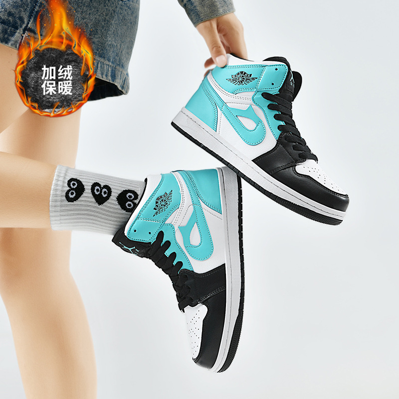 aj男鞋二棉加绒高帮黑白熊猫dunk板鞋秋冬季运动休闲篮球鞋潮鞋子
