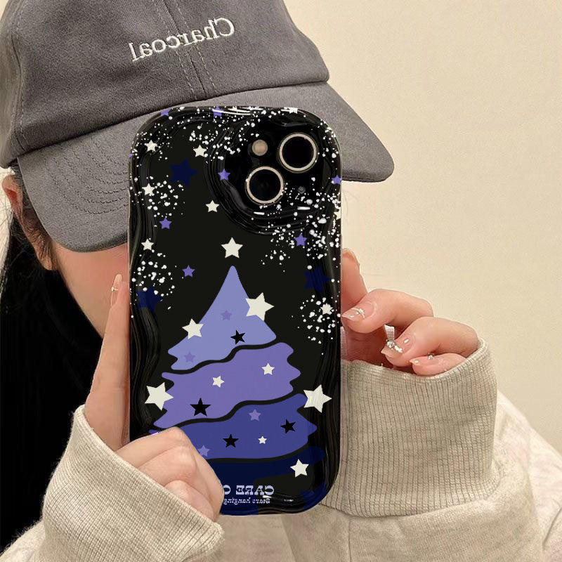 苹果奶油高级感小米/华为/OPPO/VIVO/荣耀星星圣诞树手机壳全包软