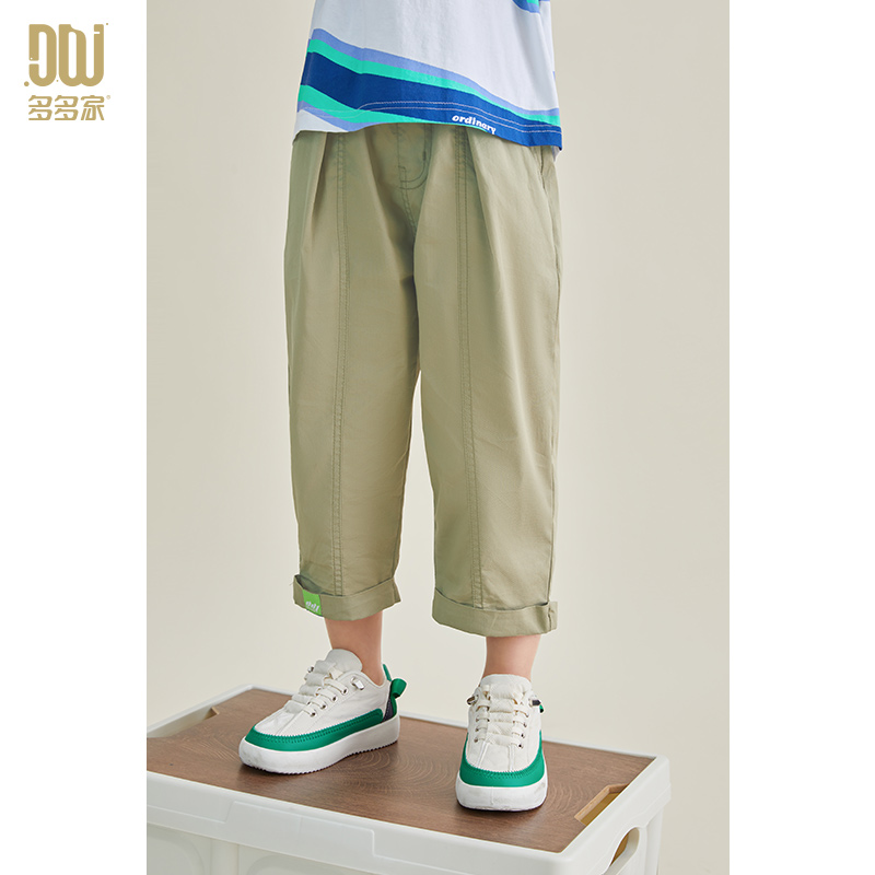 多多家6294【棉锦氨.透气凉感直筒裤】中大童夏季透气休闲直筒8分裤商品图