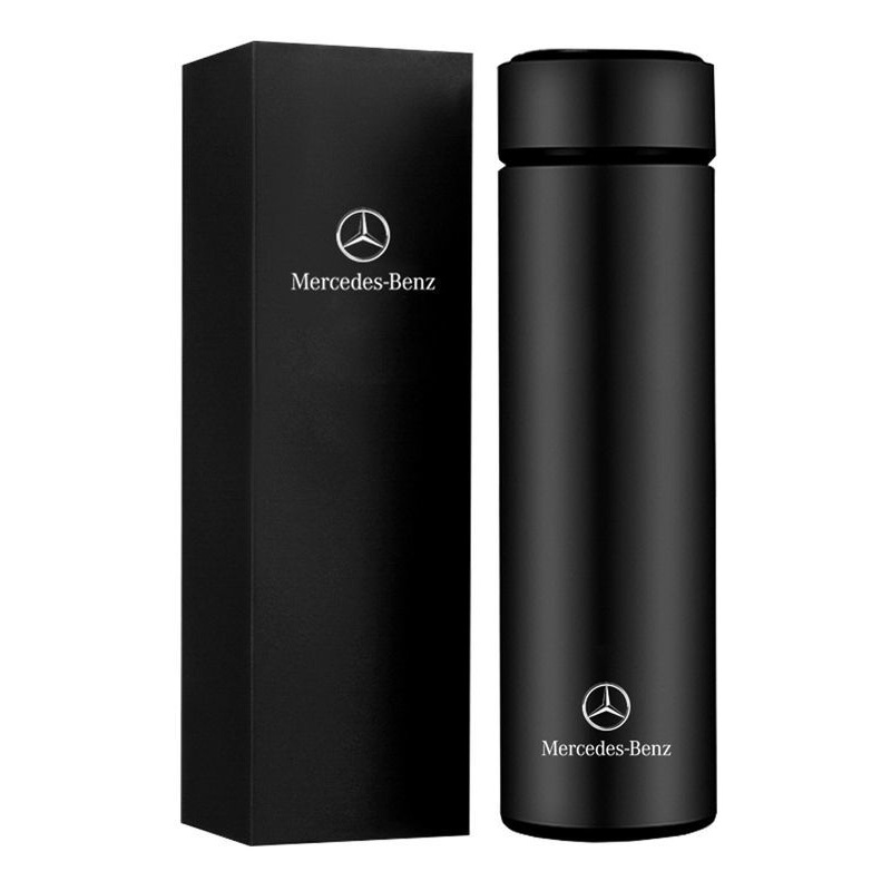 【爆款】奔驰专用智能商务保温杯高档车载超强保温泡茶保温杯温显