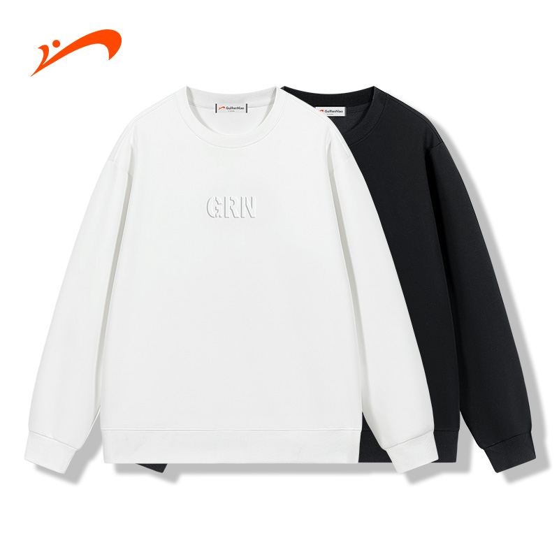 贵人鸟圆领卫衣男女休闲运动套装刺绣上衣女简约潮流长袖秋冬款