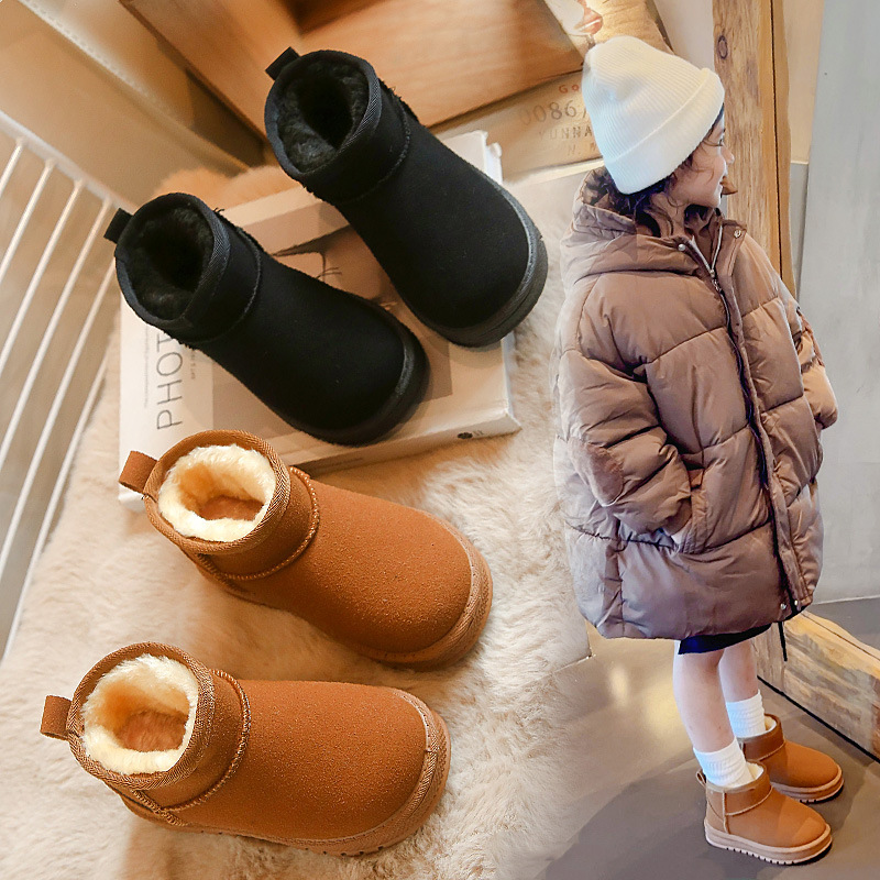 女童2023年新款儿童棉鞋加绒男童雪地靴保暖棉靴儿童加厚儿童棉靴