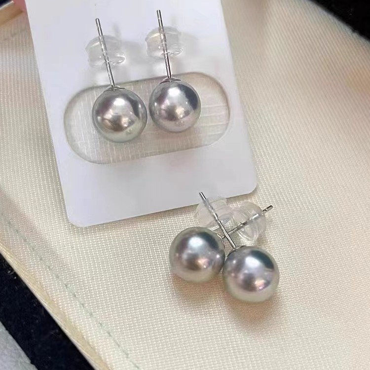 925银耳饰 【真多麻色】7-8mmS925银近圆简约经典时尚百搭DEH01115