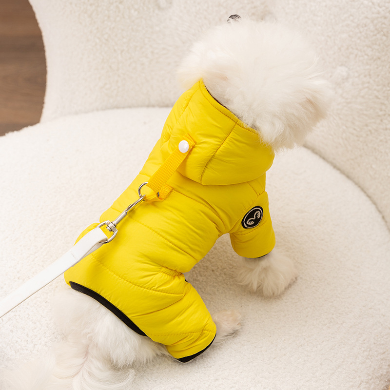 冬天狗狗衣服泰迪比熊小型犬加绒加厚保暖四脚可牵引棉衣宠物服饰