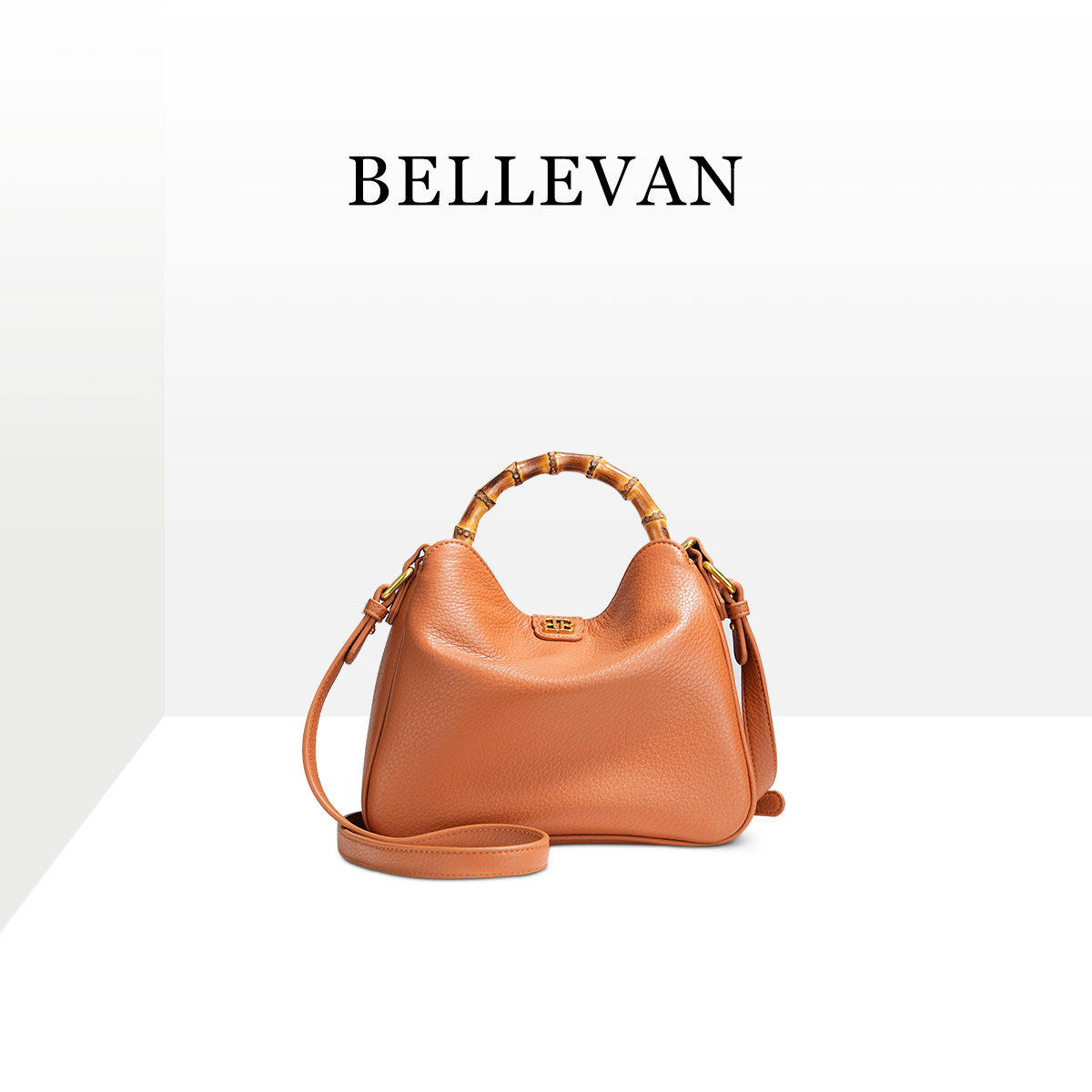 【BELLEVAN】宝丽梵2024新款小牛皮竹节包大容量时尚手提单肩包包