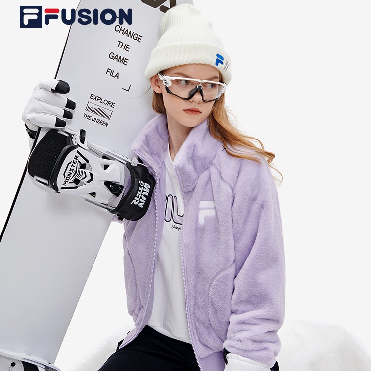 FILA FUSION 斐乐潮牌运动外套宽松保暖仿羊羔毛上衣T11W241910