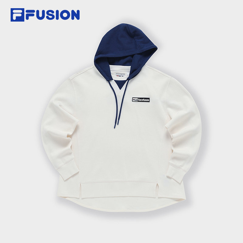 FILA FUSION斐乐连帽卫衣女子撞色休闲宽松针织上衣T11W337204