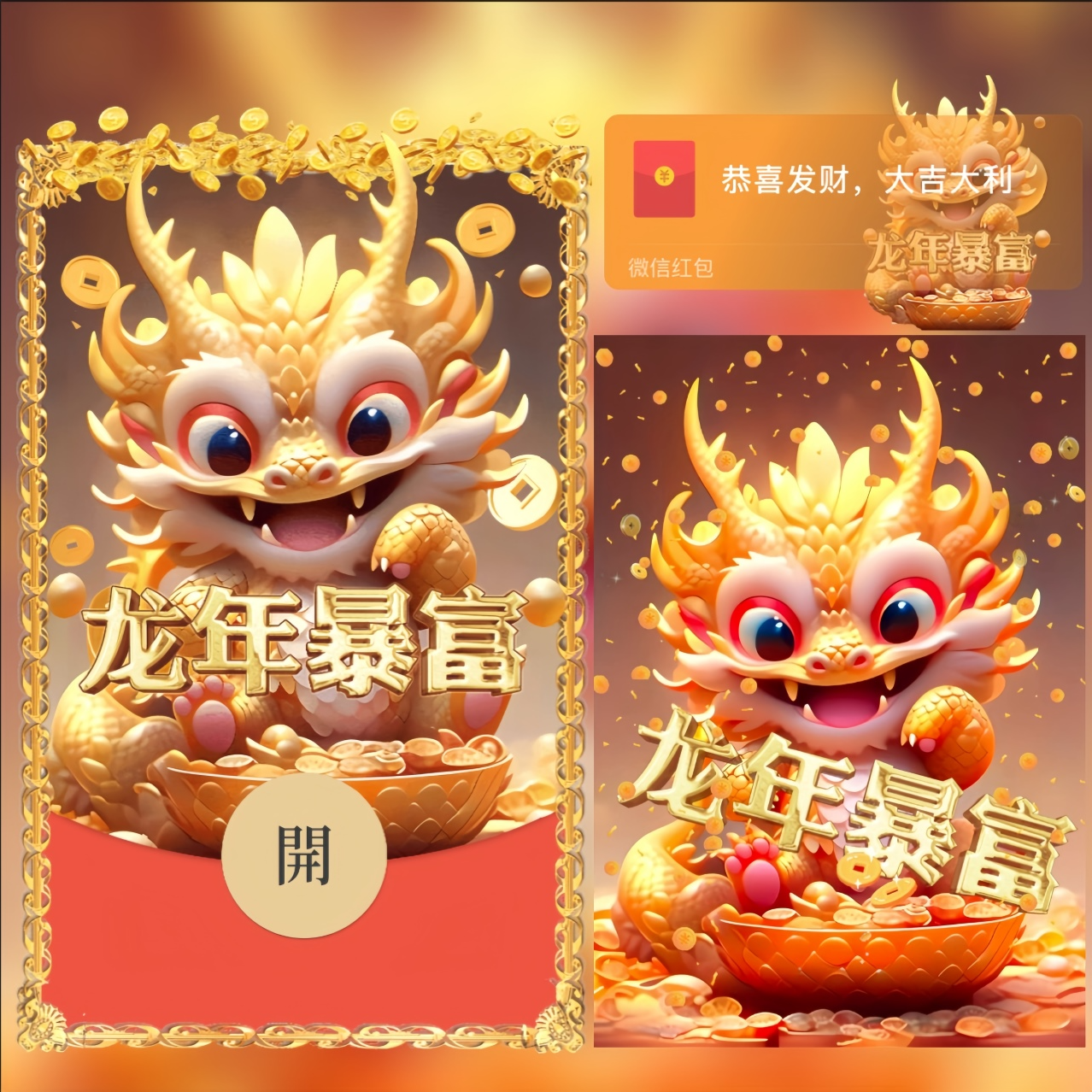 2024龙年红包封面高端新年快乐动态音乐卡通动漫创意皮肤设计服务