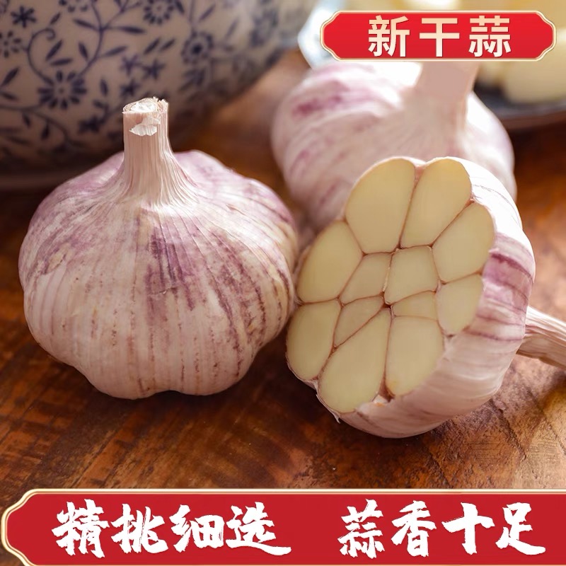 【跳楼价】山东特大紫皮大蒜头正宗优质大蒜新干蒜蒜子批发/1/3/5