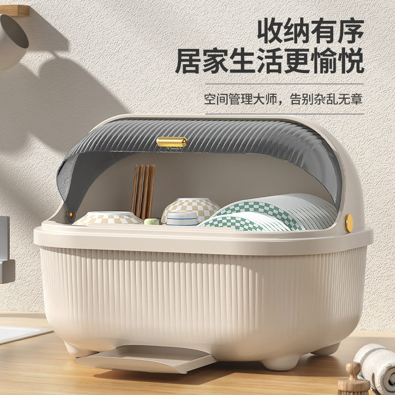 家用厨房碗碟收纳置物架大容量多功能沥水架防尘餐具碗柜沥水篮