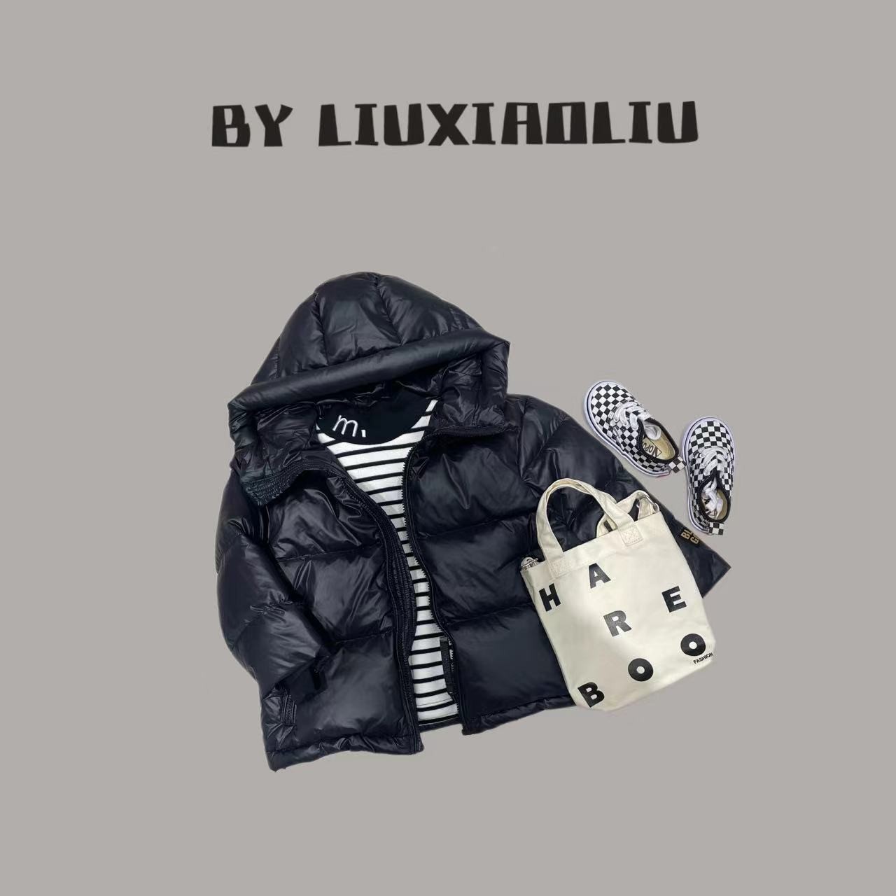 by liuxiaoliu 【重磅款】黑金款字母印花羽绒服7063
