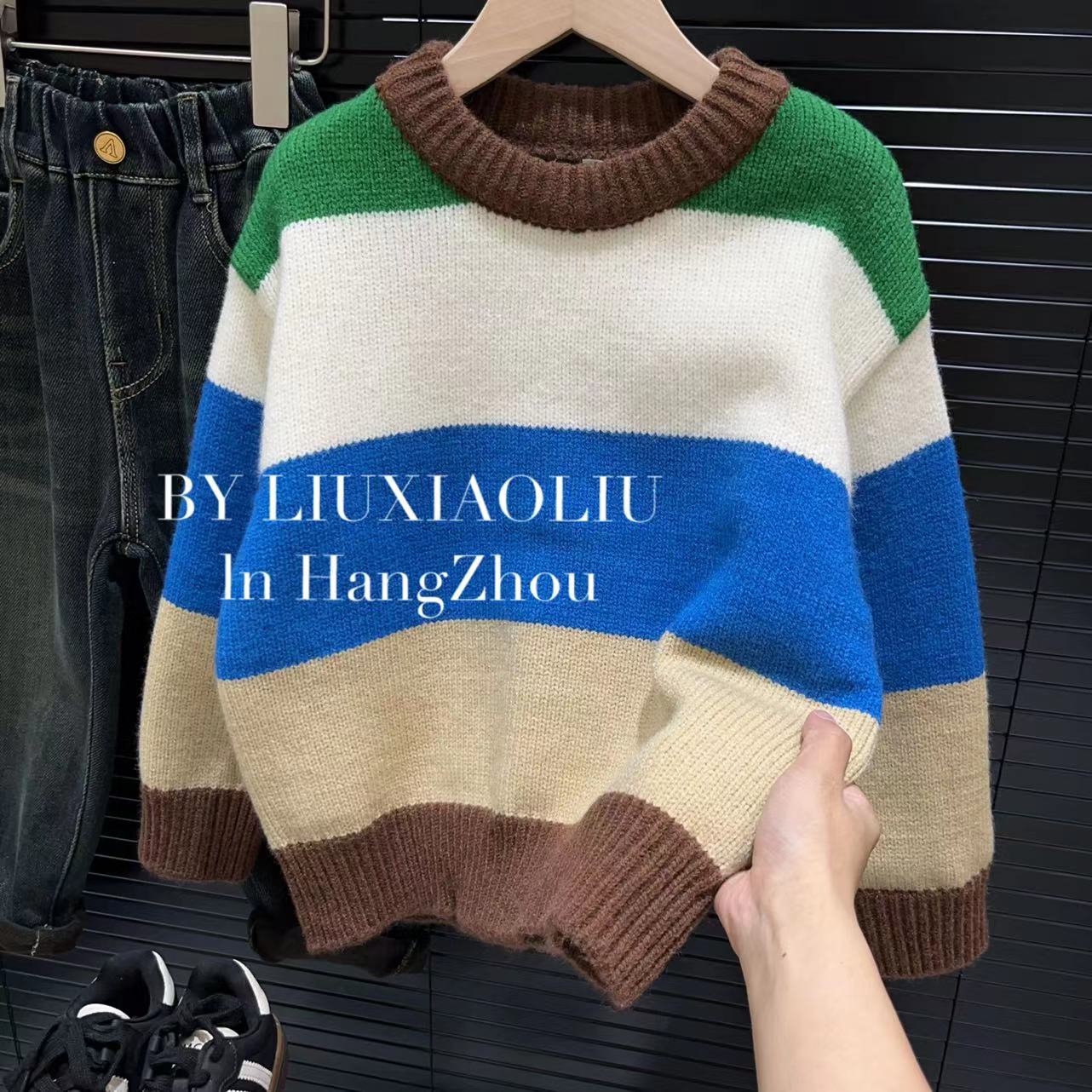 BY LIUXIAOLIU【梵高印象】韩版高货秋冬季儿童加厚毛衣9402