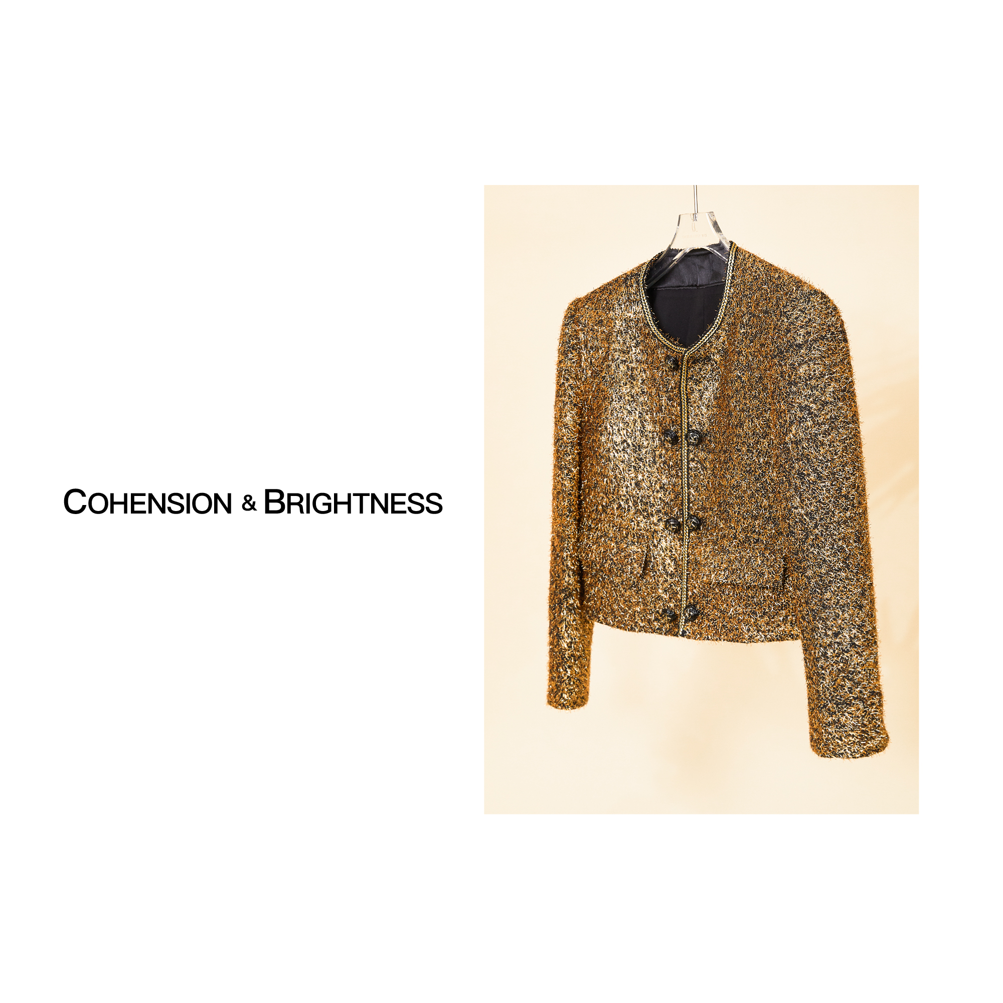 凝慧真的好【曼城旧事】秋季圆领时尚百搭金色小香风外套YO051