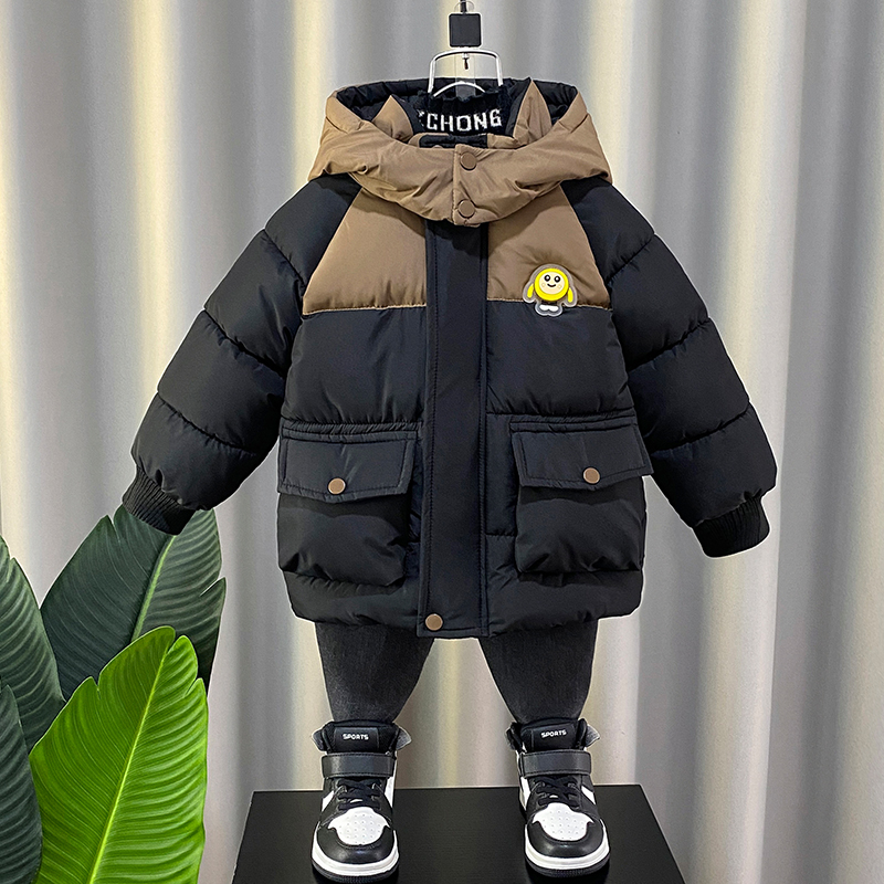 男童棉衣外套冬季加厚冬装宝宝2023新款洋气连帽棉服儿童保暖冬款