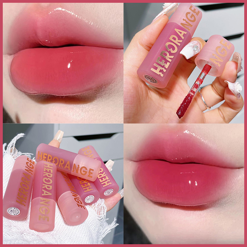 HERORANGE小众品牌唇蜜玻璃嘟嘟唇唇彩透明水光镜面唇釉学生党ins