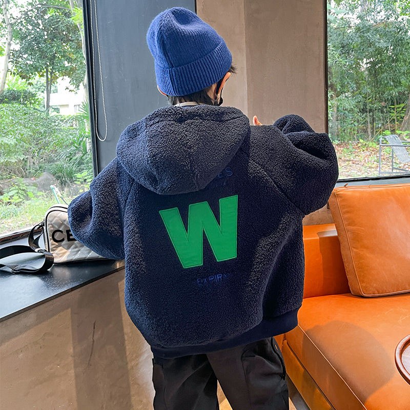 男童冬装儿童加绒外套2023新款童装中大童男孩厚外套洋气加厚帅气