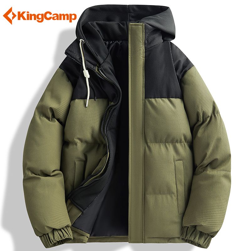 KingCamp假两件棉衣男冬季加厚保暖户外运动大码宽松连帽棉服外套