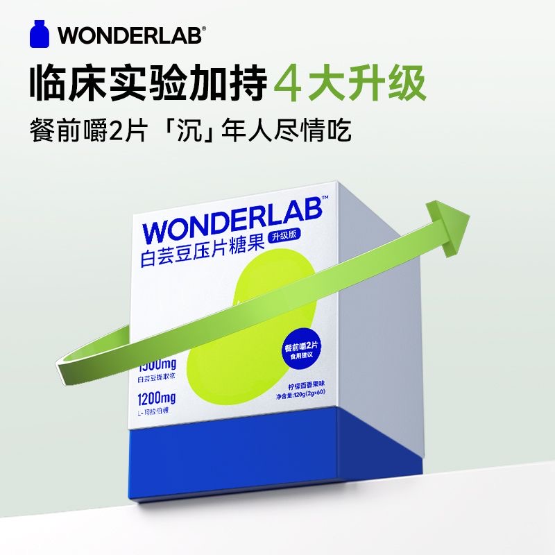 WonderLab万益蓝白芸豆压片糖果阻断剂膳食纤维非酵素碳水糖果