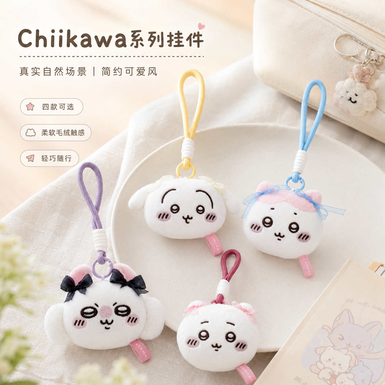 正版Chiikawa玩偶挂件可爱卡通软萌便携钥匙扣包包挂件钥匙扣