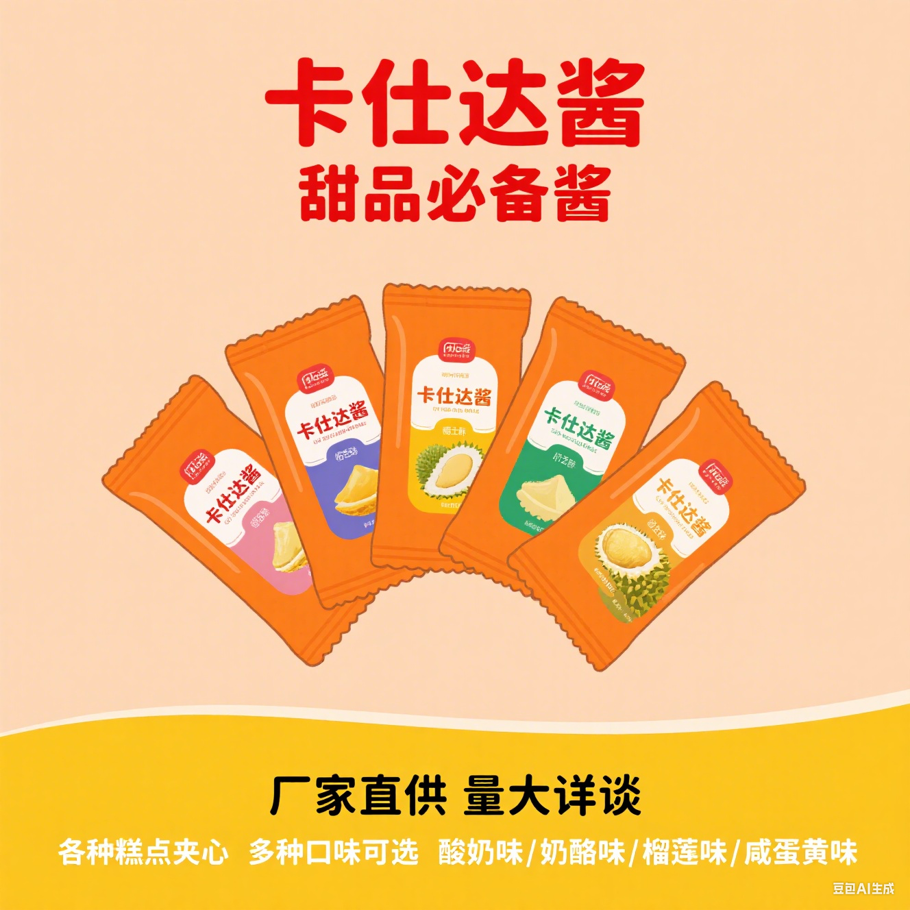 爆浆卡仕达酱爆浆冰淇淋酱奶酪酱面包甜品烘焙馅料