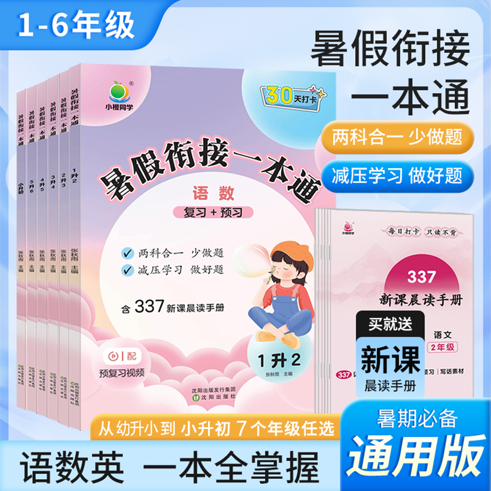 【小橙】小学暑假衔接同步25新教材 语数英预复习一本通 30天打卡商品图
