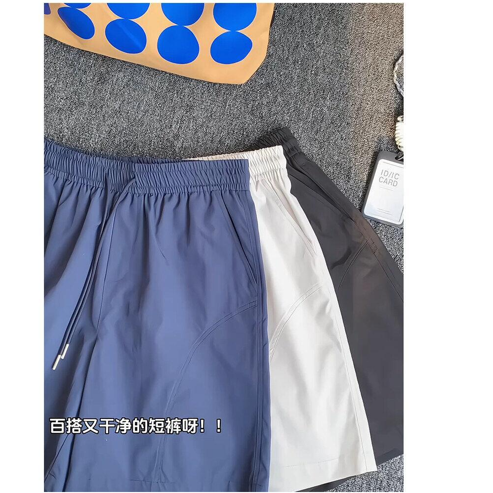 斜切冰丝速干短裤男款夏季潮牌美式机能冲锋中裤宽松大码五分裤子