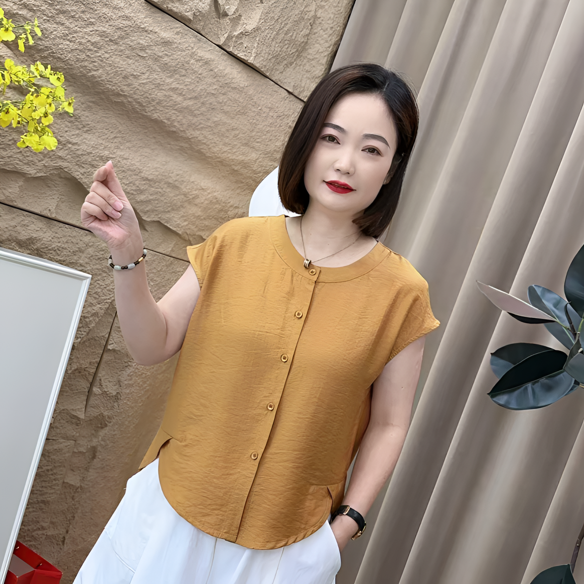 夏季新款时尚百搭洋气减龄宽松显瘦女士衬衫气质拼接短袖T恤上衣