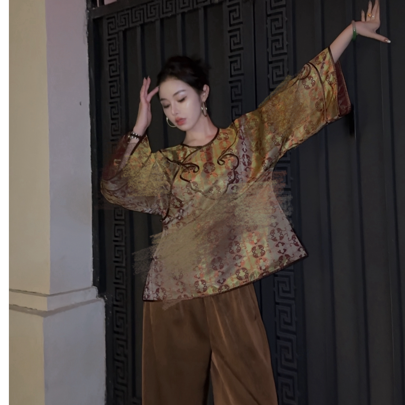 蘇格高定-【羽化成蝶】国风新中式喇叭袖富贵太太服上衣外套S180