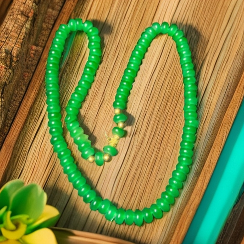 ｛老三高端甄选}W195绿色时尚算盘珠毛衣链