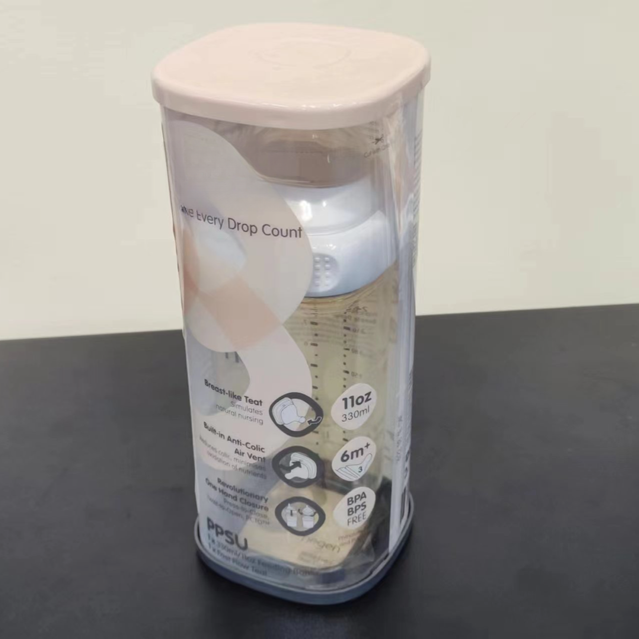 防胀气防摔方呛奶奶瓶奶气分离宽口径简约