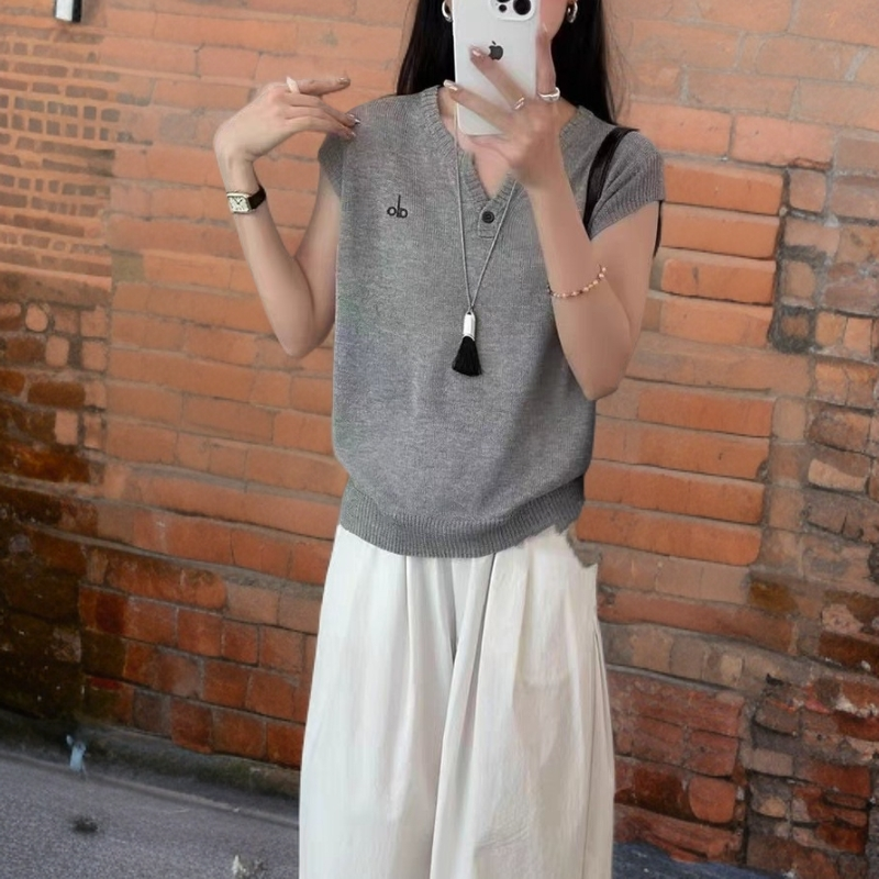 KK法式复古小飞袖麻上衣（衣长56）