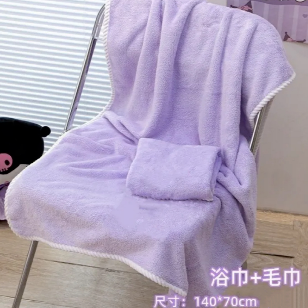 【浴巾毛巾2件套】高颜值浴巾70*130cm毛巾吸水不掉毛擦拭颜色混发