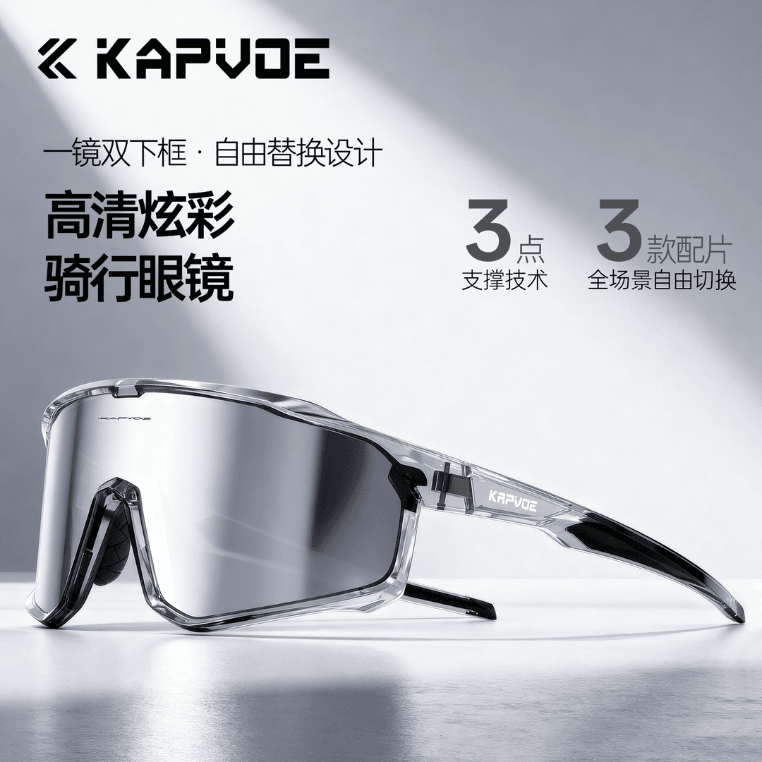 kapvoe卡普沃琉璃骑行眼镜可拆卸镜框防风沙护眼镜户外运动眼镜93