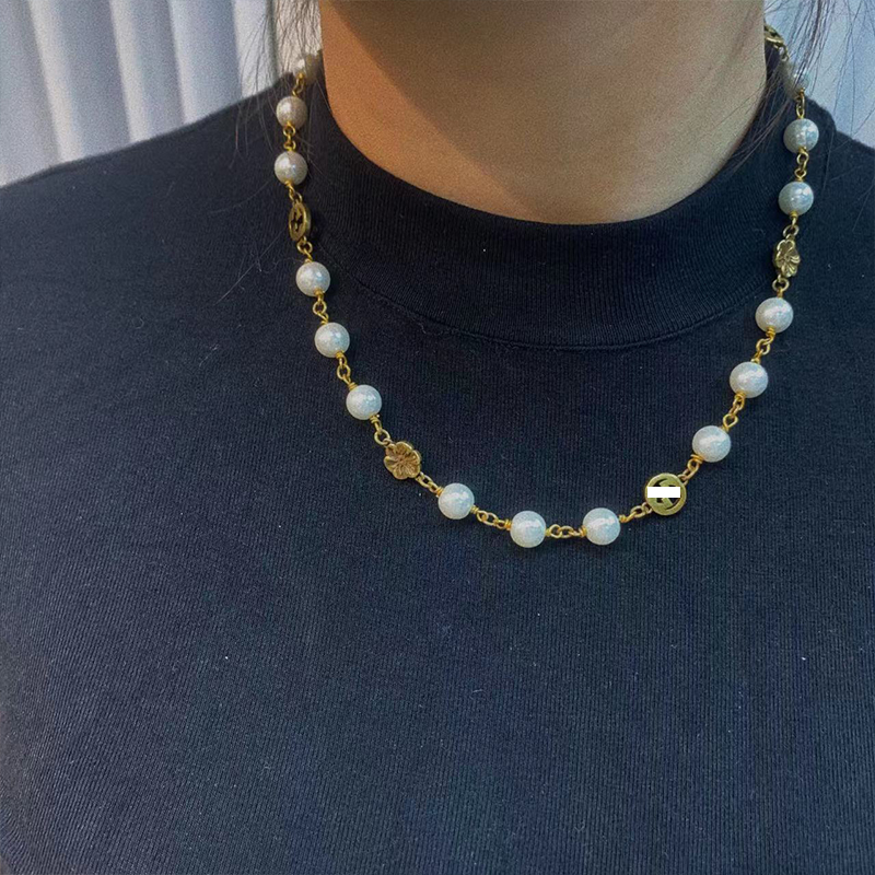 Tender Jinger 铜合金项链 复古双G珠链经典款气质百搭