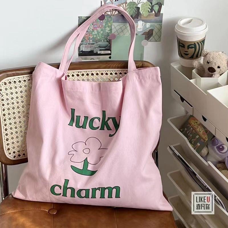原创日系小众花朵Lucy charm大容量单肩帆布包文艺小清新托特包女