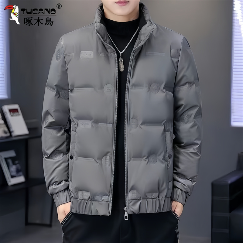 啄木鸟新款立领羽绒服男时尚潮流加厚保暖休闲宽松百搭羽绒外套男